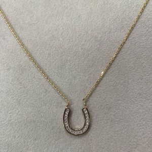 Diamond Horseshoe Pendant Necklace 10 KT Gold